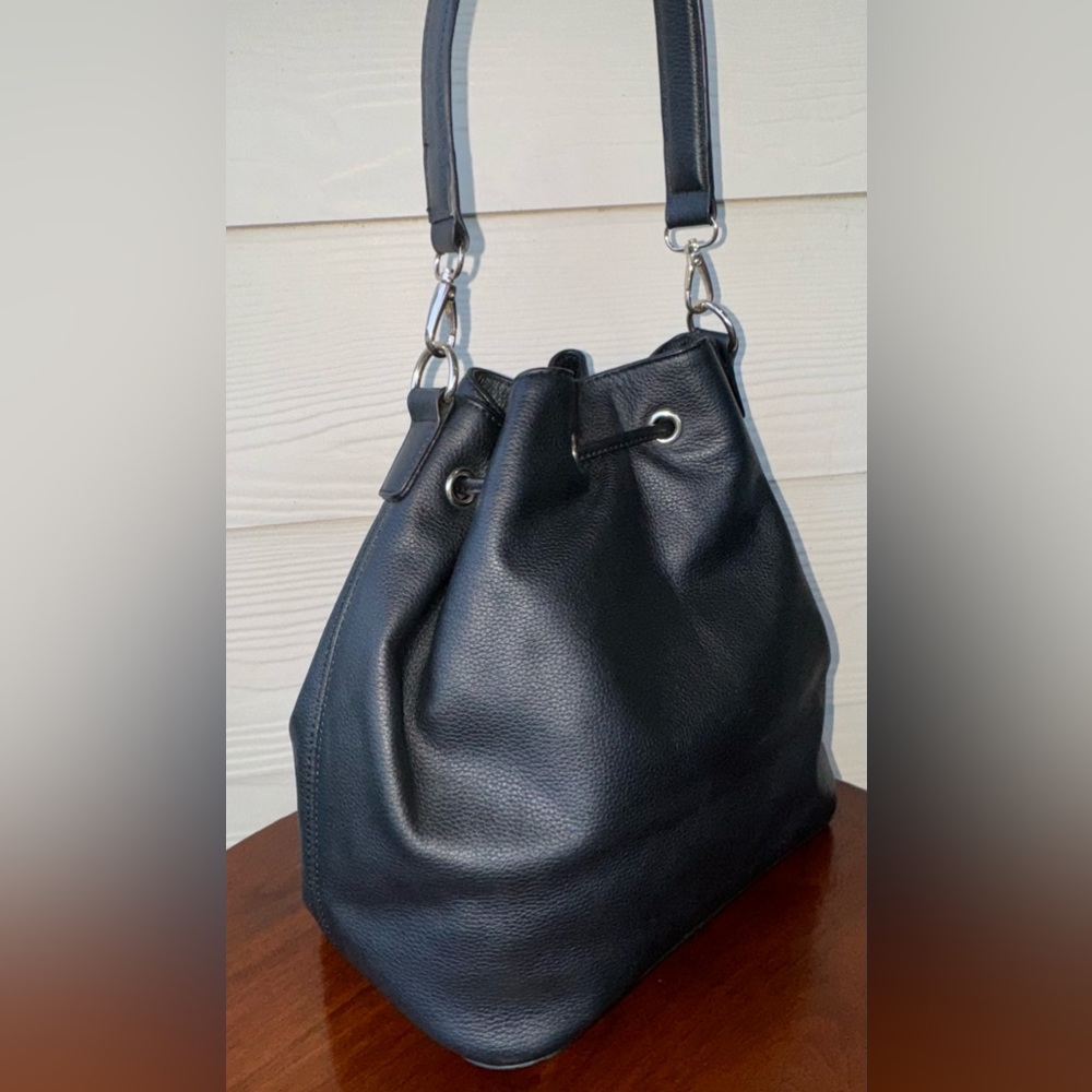 WHBM Black Drawstring Bucket Bag - Picture 8 of 12